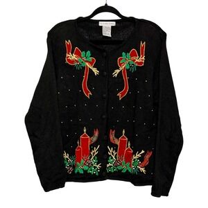 Victoria Jones Vintage Christmas Sweater Women's Size L Y2K Festive Grandma Core